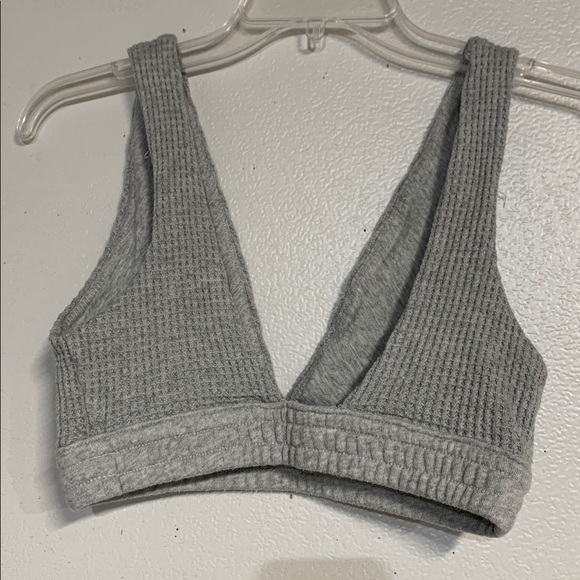 AERIE GRAY WAFFLE V NECK BRALETTE BRA XS - Picture 4 of 4